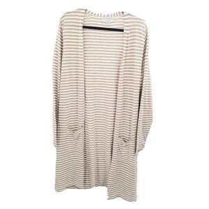 Kim rogers striped long open front sweater cardigan womens plus size 1x pockets